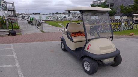 We rent gollf carts and bikes, here at the office..