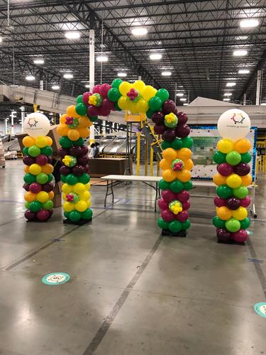 Balloon Display in Custom Colors with Arches and Columns
