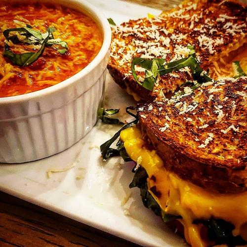 Plant-Based Grilled Cheese & Tomato Soup