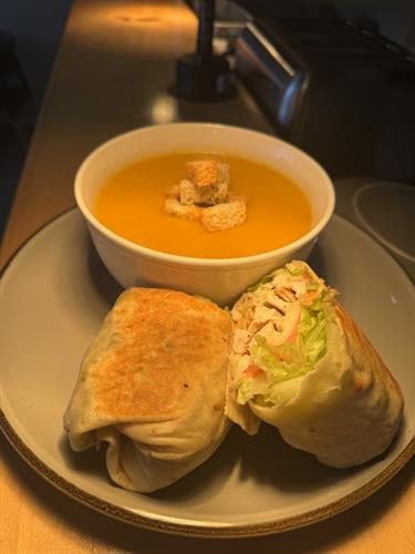 Soup and Chicken Wrap