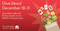 Get a $20 E-Gift Card PLUS a Chance to Win $3,000 in Free Groceries When You Donate Blood