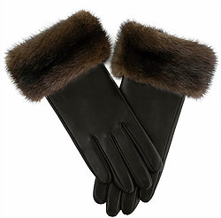 Leather Gloves with Mink Trim