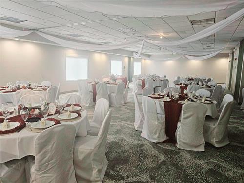 Banquet space also hosts socials and weddings. 