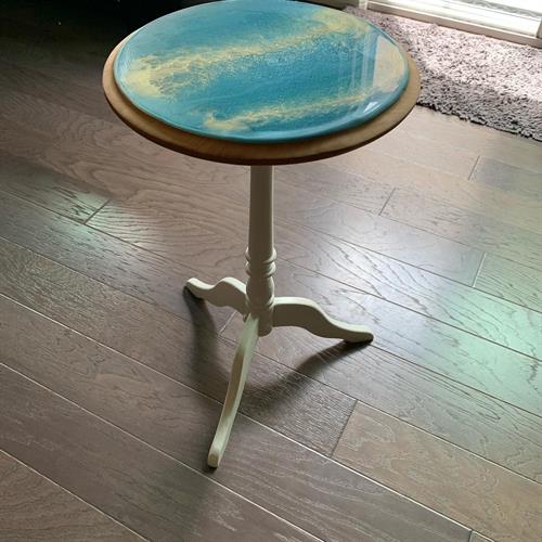 End Table with epoxy waves