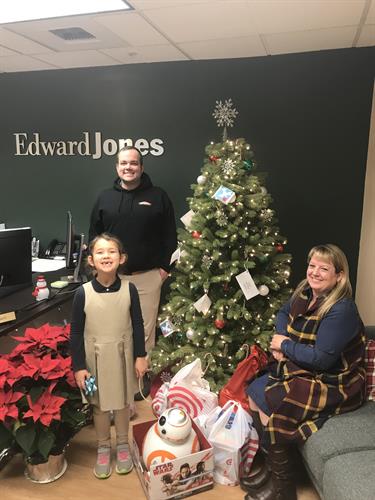 SERVPRO donating to Joe Urvina Edward Jones toy drive this past Christmas 2018