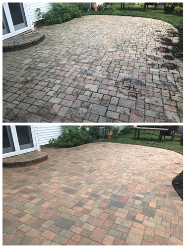 A Paver Patio cleaned, Joints Filled and sealed with 2 coars of sealer in Port Saint Lucie