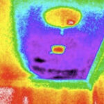 Infrared Thermal Scan of Ceiling identifying the wet areas where mold can grow.