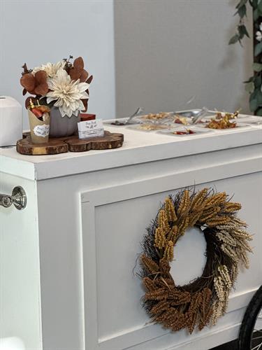 Charcuterie cart with individual cups or boards. Customized for your event! 