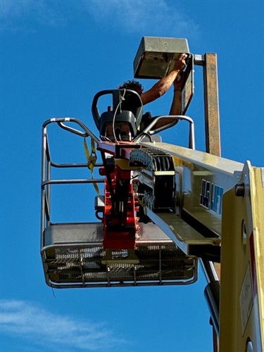 Changing parking lot light fixtures 