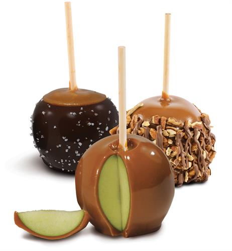 Our caramel apples are made fresh right in our kitchen with Granny Smith apples from Lewis Produce.