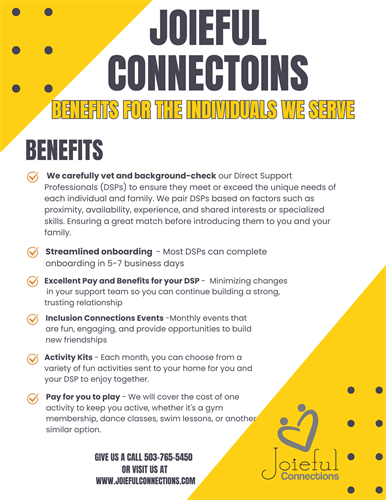 Benefits to the individuals we support