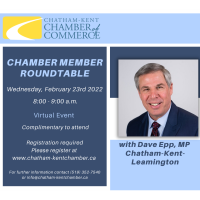 Join our conversation with Dave Epp, MP Chatham-Kent Leamington