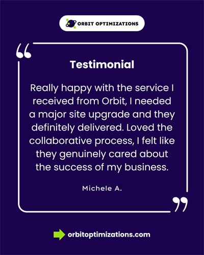 5 star customer review with Orbit Optimizations