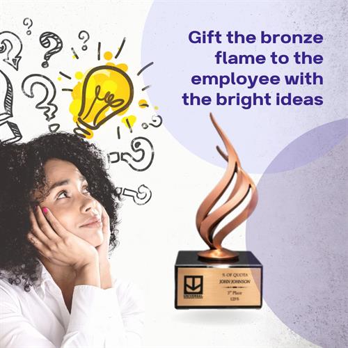 Light the flame underneath your employees to motivate them with our bronze flame trophy.