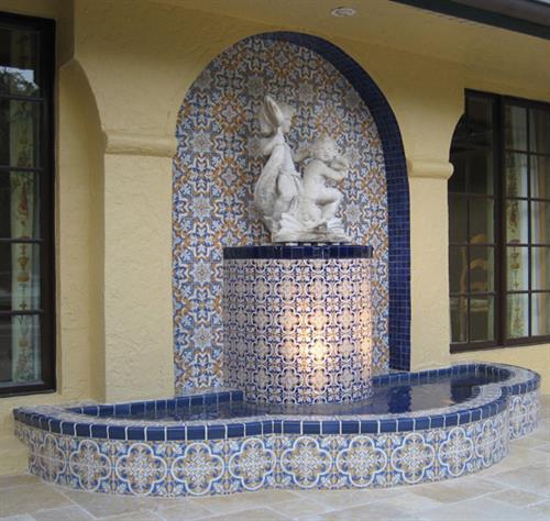 hand painted tile fountain