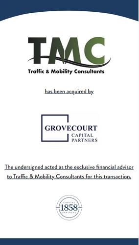 1858 Capital Partners Advises Traffic & Mobility Consultants On Their Acquisition By Grovecourt Capital Partners