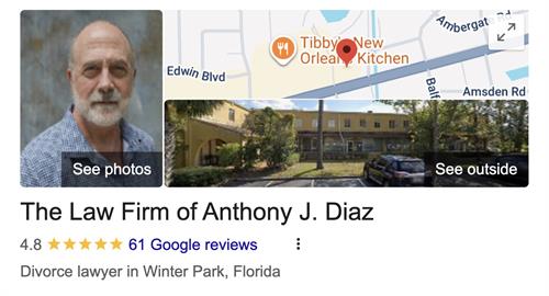 5 STAR GOOGLE RATING WINTER PARK FAMILY LAW ATTORNEY