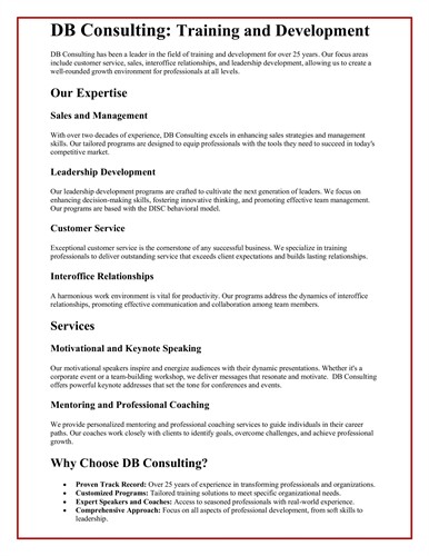 DB Consulting and Training