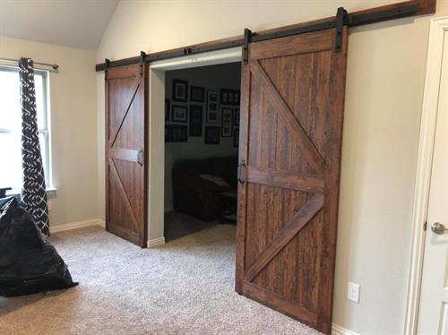 framing, drywall, paint and barn door install