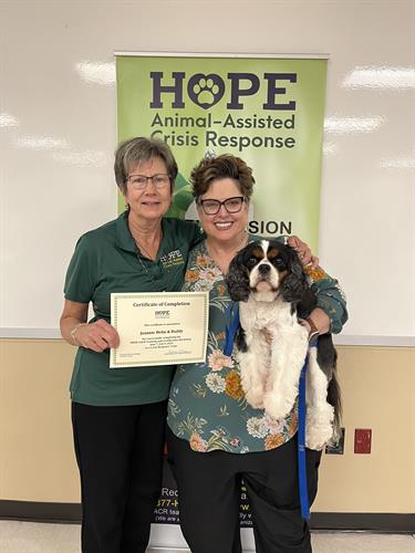 Buddy and I earning our Intl. Canine Crisis Response Team Cert.