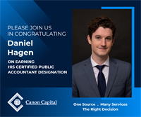 Daniel Hagen of Canon Capital Management Group Earns Certified Public Accountant Designation