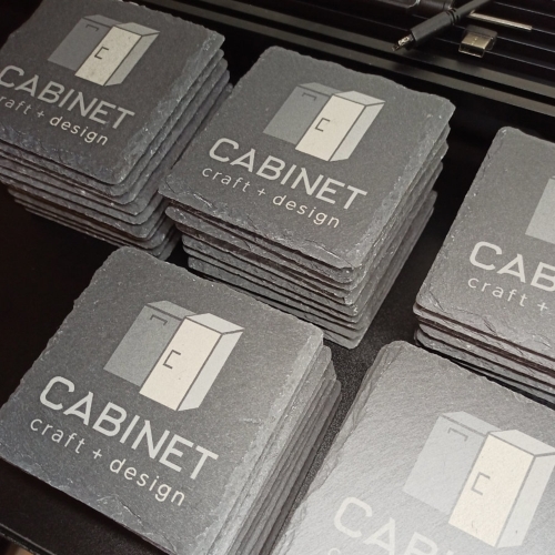 Engraved slate tiles for Cabinet Craft and Design