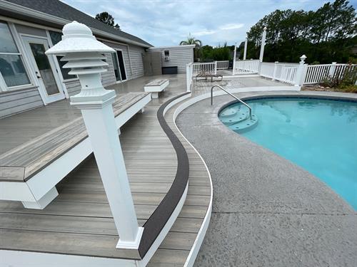 Pool Deck with hand-made curved boards