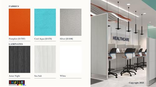 Saphire Wall system with cantilevered work surfaces 