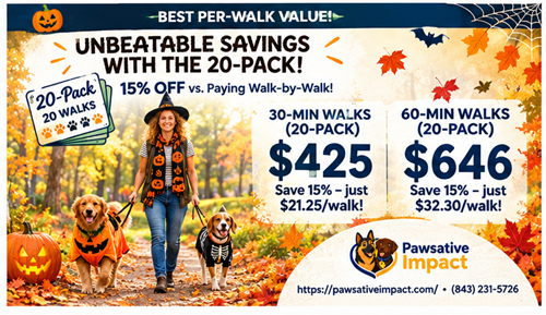 Grab a 20 pk of dog walks for 15% off!  Best deal!