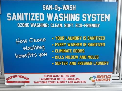 The only Laundromat on the Shoreline to Sanitize every washer, every load.  Killing 99.9% of all germs, mold, and bacteria