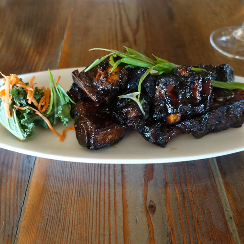 Starters, such as Korean Barbecued Rib Tips