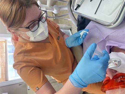 In Office Whitening, done by Haley