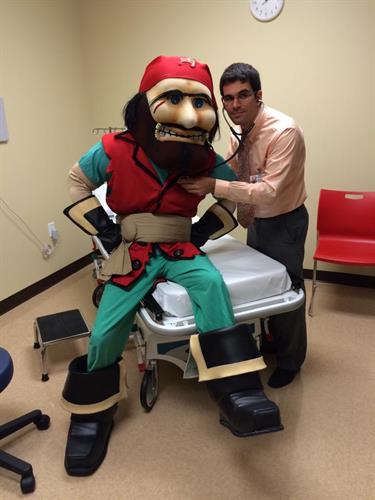 Captain Fear visited us during our grand opening for a check up!