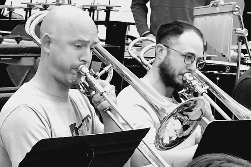 trombones in rehearsal