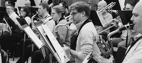 Sax and Horns in Rehearsal
