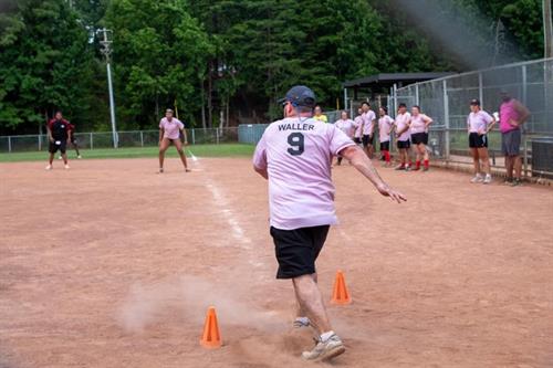 MP Mike showing off his skills at the 2024 Texas Roadhouse Regional Kick-ball tournament.