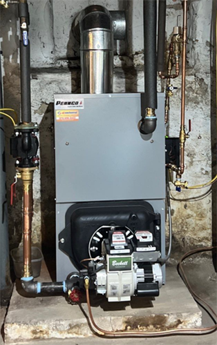 Pennco oil-fired hot water boiler professionally installed by All Mechanical Service.