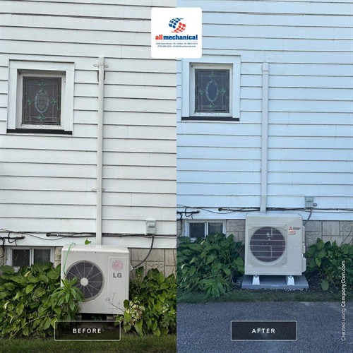 Before & After — Mitsubishi Electric Ductless Mini-Split Replacement by All Mechanical Service