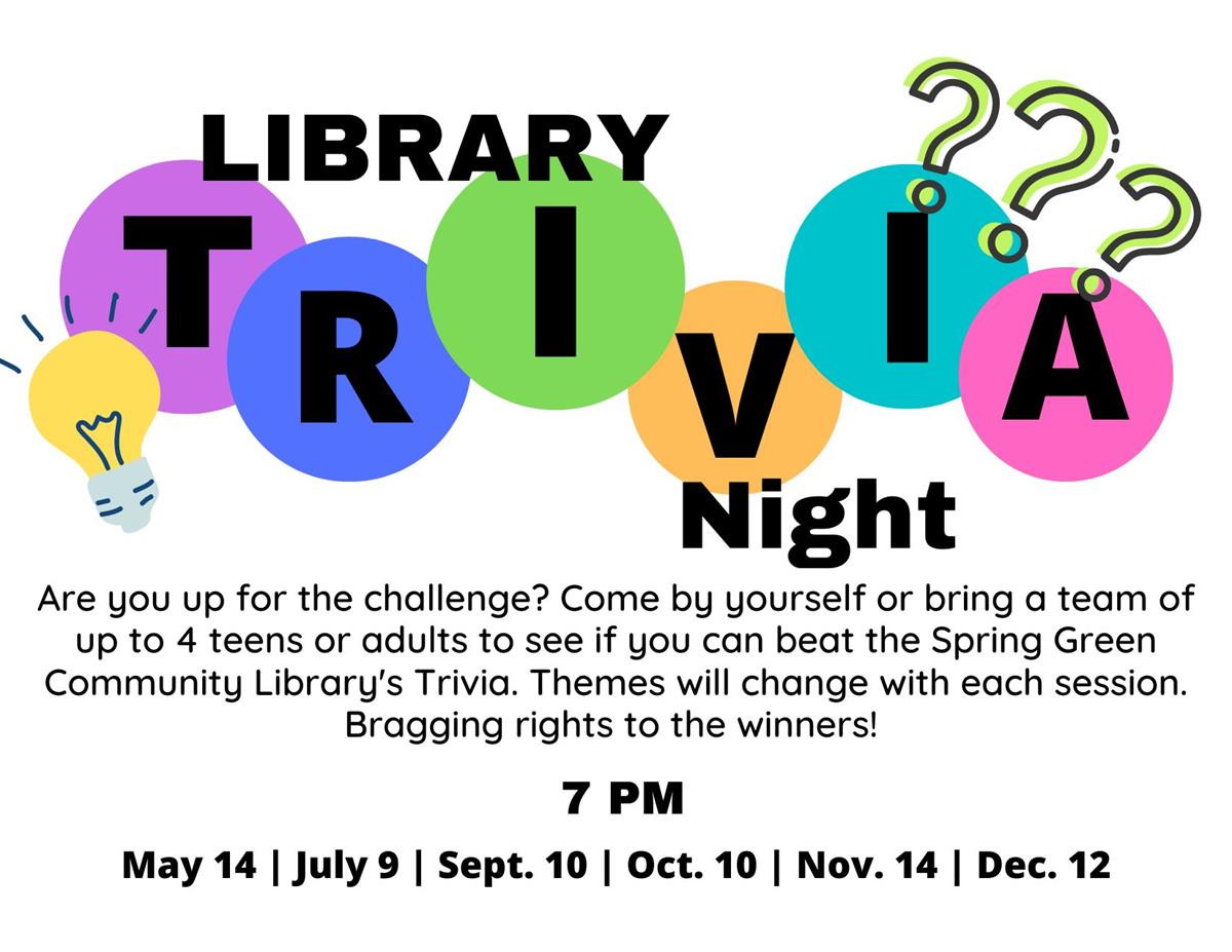 Library Trivia Sep 10, 2024 Spring Green Area Chamber of Commerce, WI