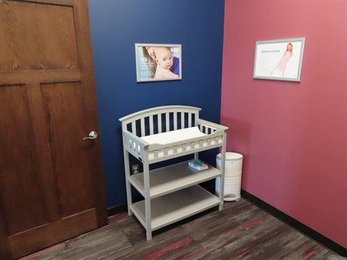 We even have a changing table for when babies do their business after adjustments!