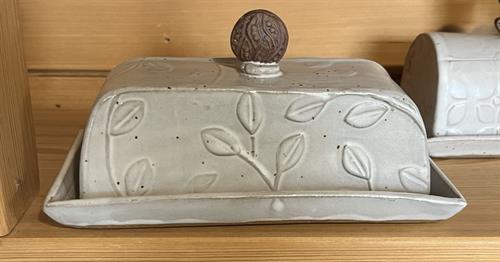 butter dish with floral stamping