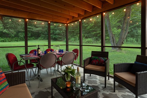 Screen porch is wonderful in any season. 