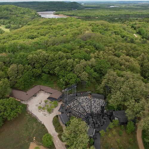Aerial view of American Players Theatre, 2025. Photo provided by Jewell Engineer Associates, Inc. 