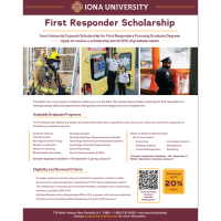 Iona University Expands Scholarship for First Responders Pursuing Graduate Degrees - September 2nd Deadline for Fall Semester Applications