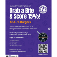 AJ's Burgers Supports NR Lightning Hockey