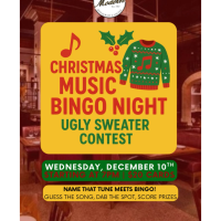 CHRISTMAS MUSIC BINGO NIGHT UGLY SWEATER CONTEST