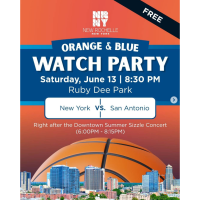Orange and Blue Basketball Watch Party