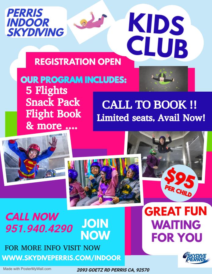 Kids Club At Perris Indoor Skydiving - Mar 23, 2024 - Perris Valley ...