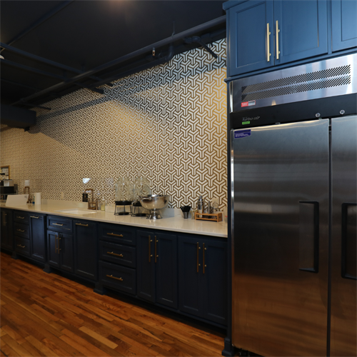 The Stricklin Social built in bar and refrigerator