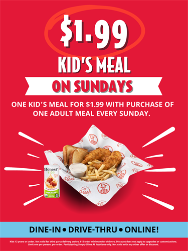 Kid's Meal Special on Sundays